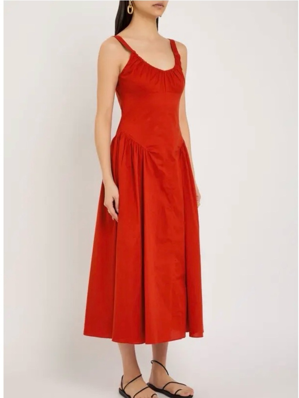 Faithfull The Brand Olas Cotton Mini Dress in Red Size 6